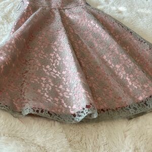 Angels Couture Size 4 Pink & Silver Lace Fit‑and‑Flare Party Dress